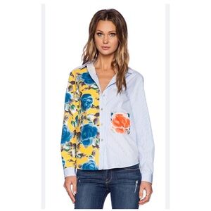 MARC BY MARC JACOBS Candy Stripe Shirt in Yellow Jacket Multi Size M